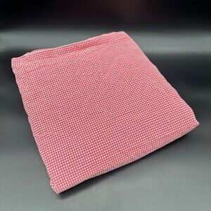 Vintage King Flat Sheet Ralph Lauren USA Red Gingham Check Cotton Bedding